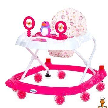 Мамалюк - Дитячі Ходунки M 3168-1(Dark-Pink) музичні та світлові ефекти зі стопором Bambi Bambi RT2-M-3168-1-DARK-PINK