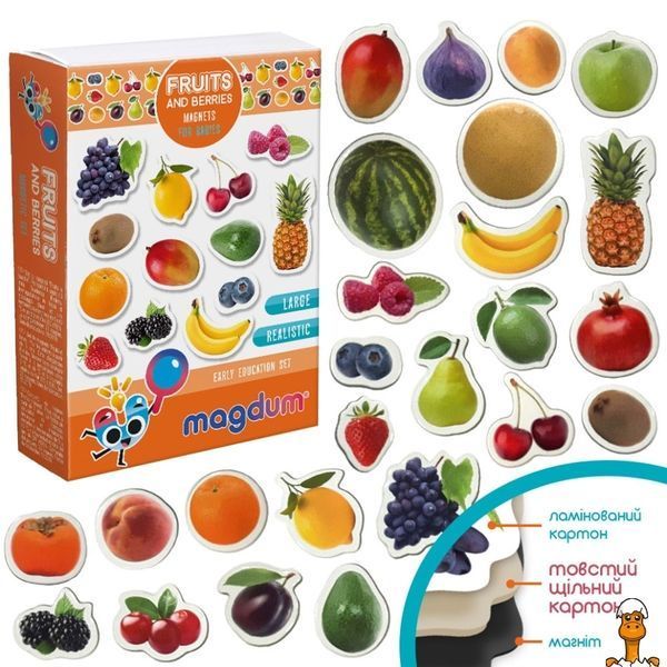 Мамалюк - Дитячий набір магнітів Фрукти та ягоди Magdum Magdum RT2-ML4031-11-EN