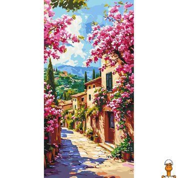 Мамалюк - Картина за номерами Квітуча вуличка Тоскани LW5135 40х80 см Origami Origami RT2-LW5135