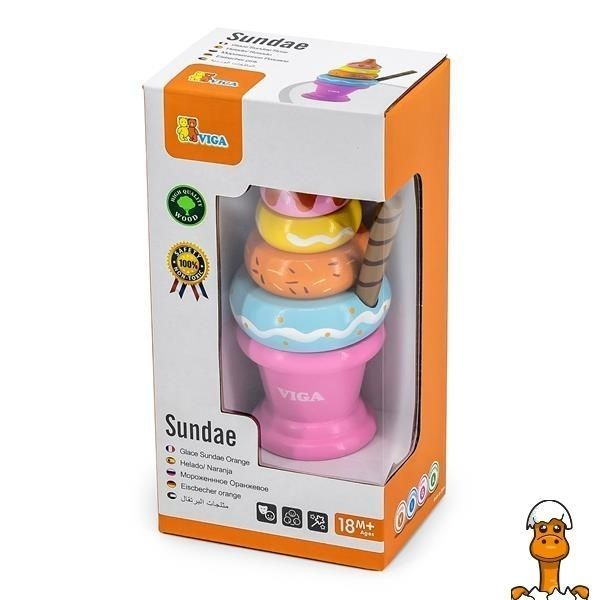 Мамалюк - Дерев'яна пірамідка Viga Toys Морозиво рожевий (51321) Viga Toys A4-51321