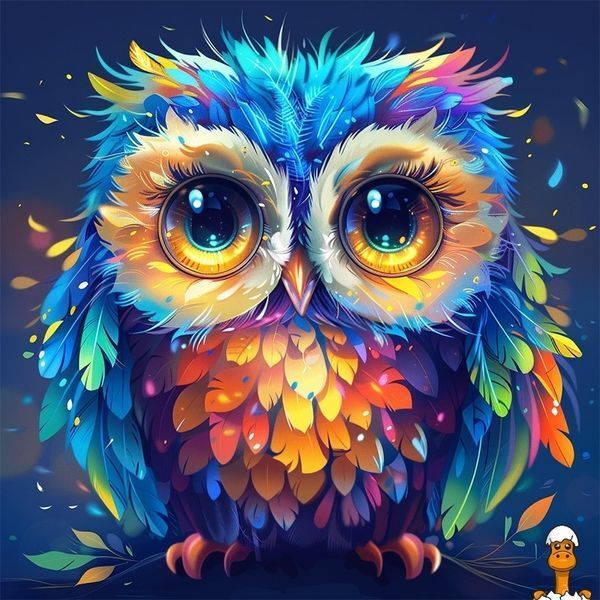 Мамалюк - Алмазная мозаика Разноцветная сова неполная выкладка 25х25 см Brushme Brushme RT2-BH037