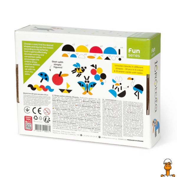 Дерев'яна гра "фігурна мозаїка", 30 елементів, віком від 3 років, Igroteco RT2-900071 фото