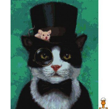 Мамалюк - Алмазная мозаика Котик джентльмен &copy;Lucia Heffernan DBS1207 40x50 см Brushme Brushme RT2-DBS1207