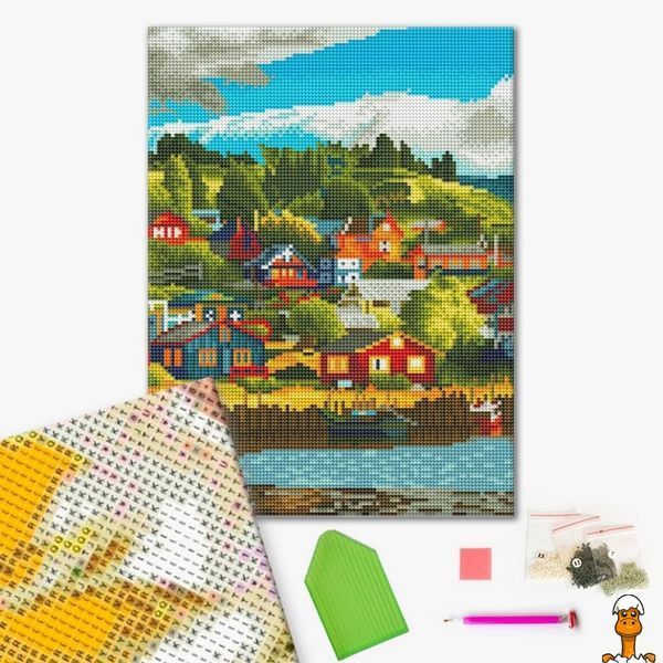 Мамалюк - Алмазна мозаїка Селище біля озера 30х40 см Brushme Brushme RT2-RDBS7013