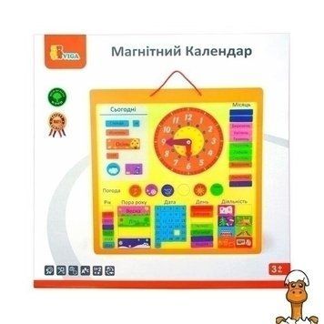 Мамалюк - Магнітний календар Viga Toys із годинником українською мовою (50377U) Viga Toys A4-50377U