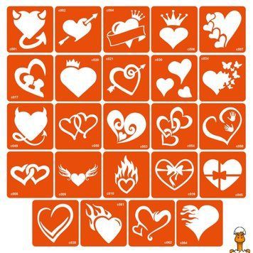 Мамалюк - Набор трафаретов для био-тату сердечки Fresh Tattoo Fresh Tattoo RT2-C-SIMPLE-24-1