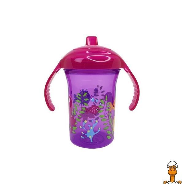 Мамалюк - Дитяча пластикова пляшечка з ручками 250 мл Mega Zayka Mega Zayka RT2-MGZ-0323-VIOLET