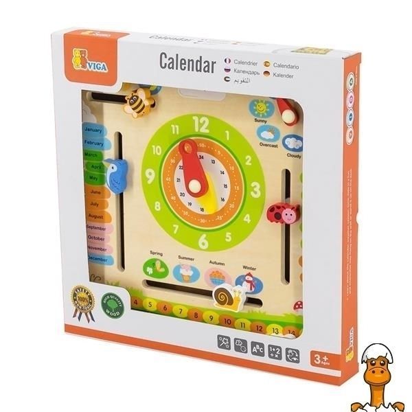 Мамалюк - Деревянный календарь Viga Toys с часами англ. язык (44538) Viga Toys A4-44538