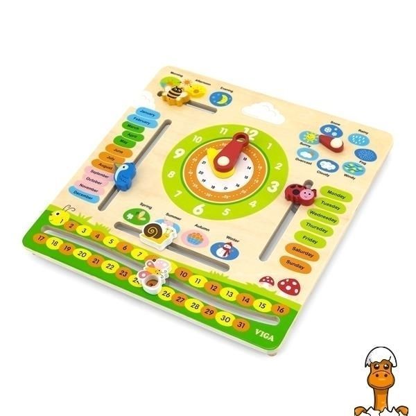 Мамалюк - Деревянный календарь Viga Toys с часами англ. язык (44538) Viga Toys A4-44538