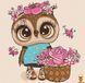 Картина по номерам Совенок с цветами 30х30 см Art Craft