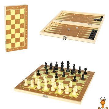 Мамалюк - Настольная игра Шахматы шашки и нарды 3 в 1 622А с доской 30х30 см Bambi Bambi RT2-622А