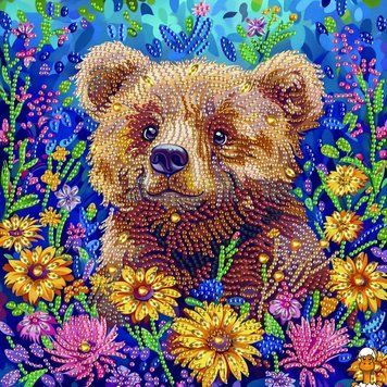 Мамалюк - Алмазная мозаика медвежонок неполная выкладка 25х25 см Brushme Brushme RT2-BH035