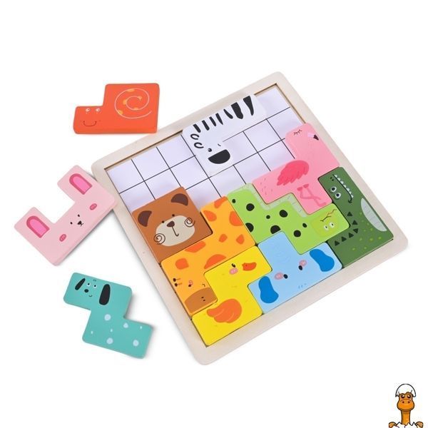 Мамалюк - Деревянная логическая игра Animal Tetris с заданиями 11 фигур животных Bambi Bambi RT2-C9405