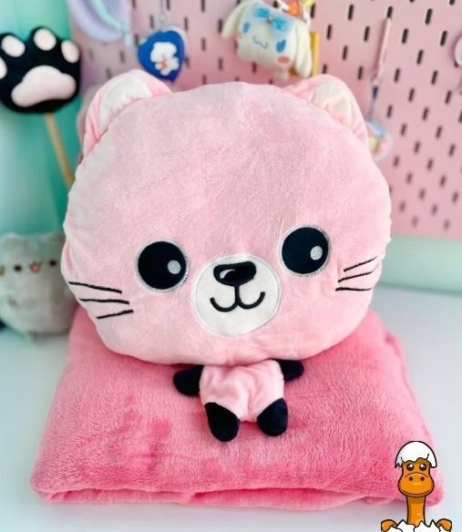 Мамалюк - Дитяча м'яка іграшка кішечка з пледом 40 см Bambi Bambi RT2-L1128-PINK