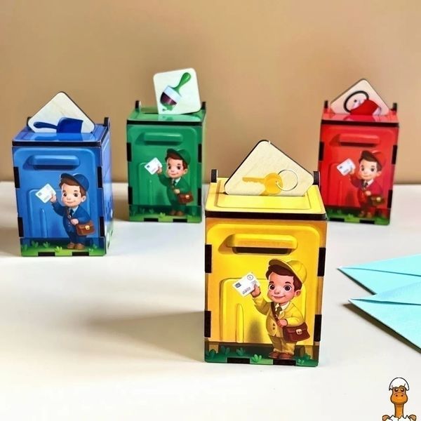 Мамалюк - Дерев'яна настільна гра-сортер комодик Веселий листоноша Ubumblebees Ubumblebees RT2-PSD081