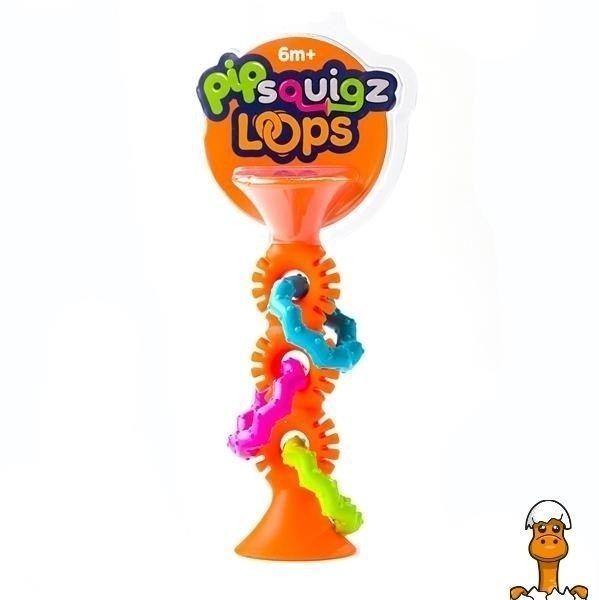 Мамалюк - Прорезыватель-погремушка на присосках Fat Brain Toys pipSquigz Loops оранжевый (F165ML) Fat Brain Toys A4-F165ML