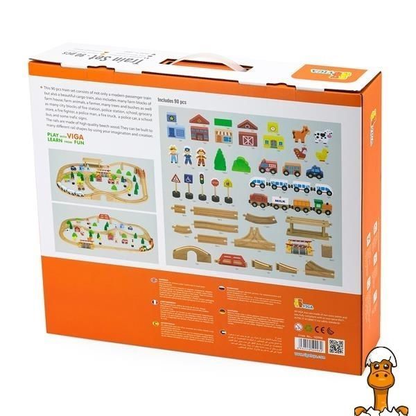 Мамалюк - Іграшкова залізниця Viga Toys дерев'яна 90 ел. (50998) Viga Toys A4-50998