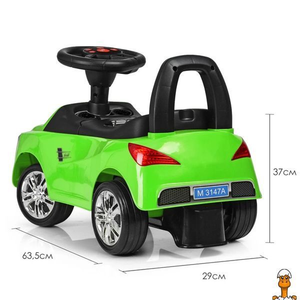 Мамалюк - Каталка-толокар Bambi M 3147A-5 Зелений музичний Bambi RT2-M-3147A-5