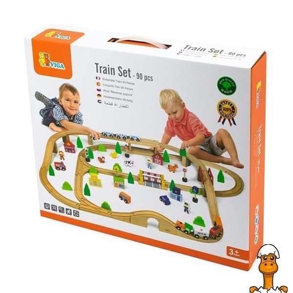 Мамалюк - Іграшкова залізниця Viga Toys дерев'яна 90 ел. (50998) Viga Toys A4-50998