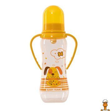 Мамалюк - Бутылочка для кормления с латексной соской 250 мл BABY TEAM BABY TEAM RT2-1311-ПОМАРАНЧЕВА