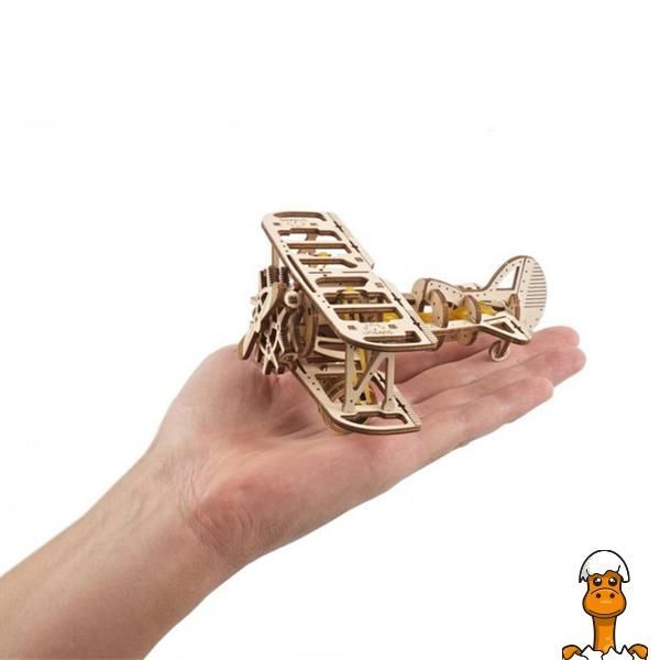 Мамалюк - Дерев'яний механічний 3D конструктор Ugears Мінібіплан (70159) Ugears A4-70159