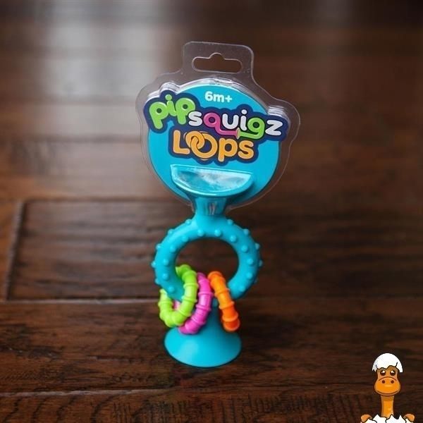 Мамалюк - Прорезыватель-погремушка на присосках Fat Brain Toys pipSquigz Loops бирюзовый (F166ML) Fat Brain Toys A4-F166ML