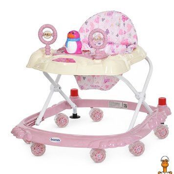 Мамалюк - Дитячі Ходунки M 3168-1(Light-Pink) музичні та світлові ефекти зі стопором Bambi Bambi RT2-M-3168-1-LIGHT-PINK