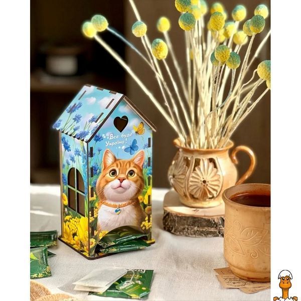 Мамалюк - Дерев'яний чайний будиночок Рудий котик для дітей Ubumblebees Ubumblebees RT2-PSF156
