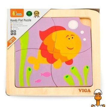 Мамалюк - Дерев'яний мініпазл Viga Toys Рибка 4 ел. (50144) Viga Toys A4-50144
