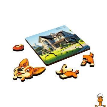 Мамалюк - Дерев'яний пазл-вкладиш Веселий песик А6 4 елементи PuzzleOK PuzzleOK RT2-PUZ-88753