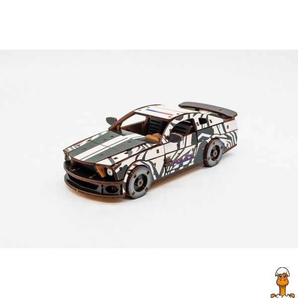 Мамалюк - Дерев'яний 3D конструктор Muscle car GT 162 деталі білий PuzzleOK PuzzleOK RT2-PUZ-00639