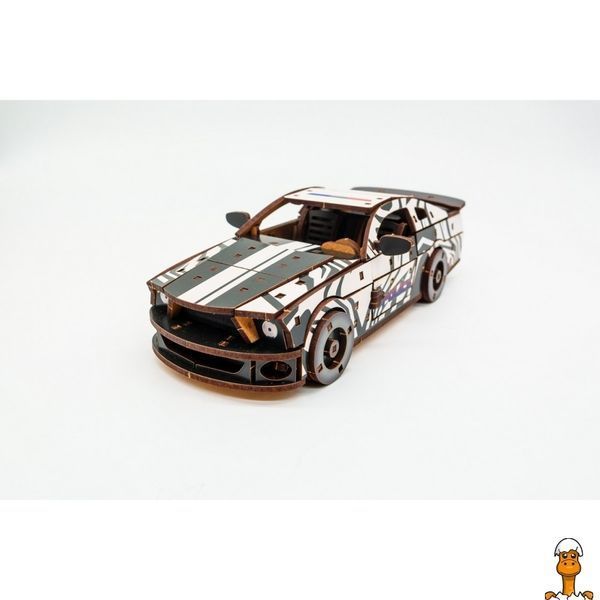 Мамалюк - Дерев'яний 3D конструктор Muscle car GT 162 деталі білий PuzzleOK PuzzleOK RT2-PUZ-00639
