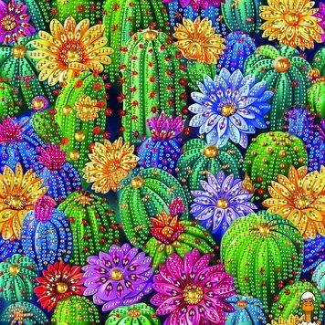 Мамалюк - Алмазная мозаика Цветочные кактусы неполная выкладка 25х25 см Brushme Brushme RT2-BH014