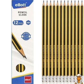 Мамалюк - Олівець простий з гумкою Ellott CL006-12 твердість грифеля - HB Ellott RT2-CL006-12