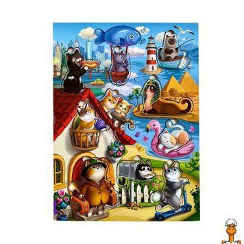 Мамалюк - Дерев'яний пазл-вкладиш котики з будиночком Ubumblebees Ubumblebees RT2-PSD128