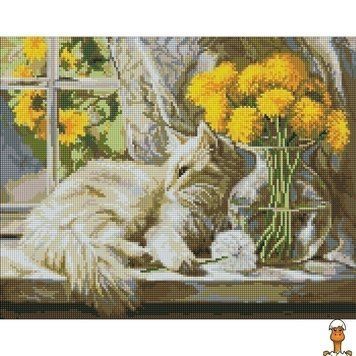 Мамалюк - Алмазна мозаїка Муркотливе сонце art_selena_ua 40х50 см Идейка ідейка RT2-AMO20469