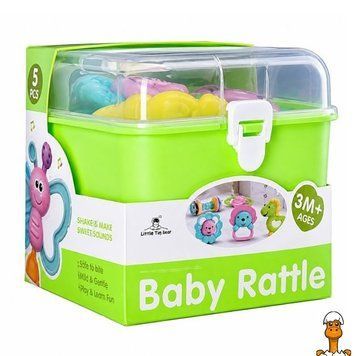 Мамалюк - Набір дитячих брязкалець Baby rattle зелений 5 штук Bambi Bambi RT2-3172-GREEN