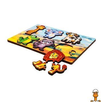Мамалюк - Дитячий дерев'яний пазл-вкладиш Дикі тварини 18 елементів PuzzleOK PuzzleOK RT2-PUZ-88750