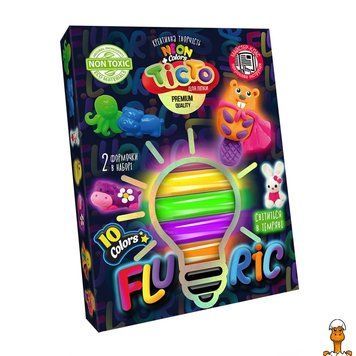 Мамалюк - Тісто для ліплення 10 кольорів флуоресцентне Danko Toys Danko Toys RT2-TMD-FL10-03U