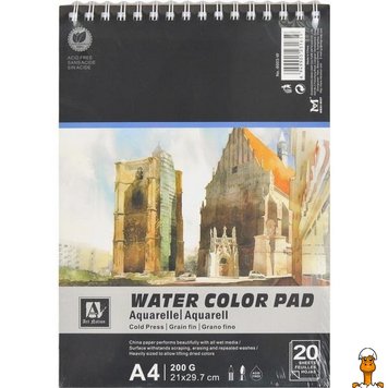 Альбом для акварелі "water color pad", а4, 20 аркушів 200 г м², віком від 7 років, BMW RT2-6003-W фото