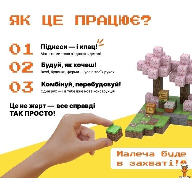 Мамалюк - Магнітний конструктор Майнкрафт Країна сакур з 128 блоків Mindcraft Mindcraft M5-MC-068