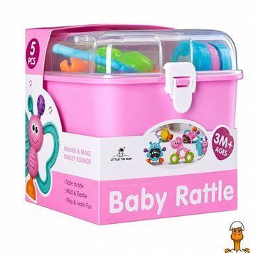 Мамалюк - Набор детских погремушек Baby rattle розовый 5 штук Bambi Bambi RT2-3172-PINK