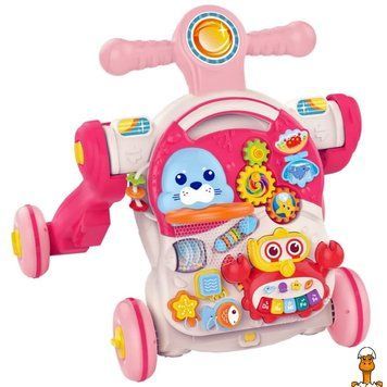 Мамалюк - Детские ходунки-каталка Первые шаги 4 в 1 HUANGER HE0827(Pink) музыкальные HUANGER RT2-HE0827-PINK