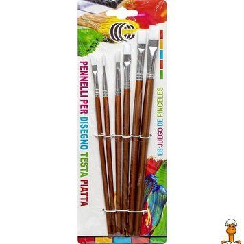 Мамалюк - Набір плоских пензликів нейлонових білих 6 штук COLOR-IT COLOR-IT RT2-1006-CIT