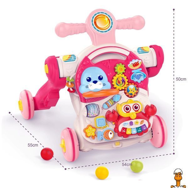 Мамалюк - Детские ходунки-каталка Первые шаги 4 в 1 HUANGER HE0827(Pink) музыкальные HUANGER RT2-HE0827-PINK