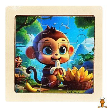 Мамалюк - Пазл дерев'яний вкладиш шимпанзе 9 елементів Bambi Bambi RT2-MD-1506-25