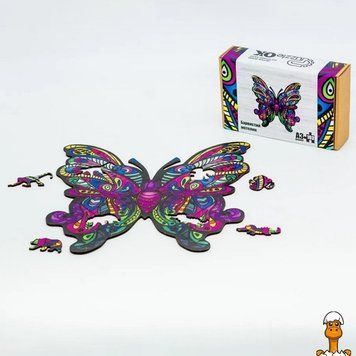Мамалюк - Пазл дерев'яний фігурний Барвистий метелик 103 деталі PuzzleOK PuzzleOK RT2-PUZA3-01235