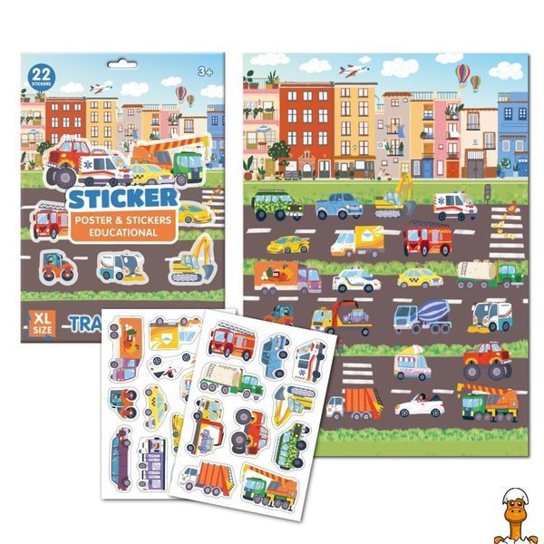 Мамалюк - Учебный постер с наклейками Транспорт XL 22 стикера DoDo Toys DoDo Toys RT2-300895