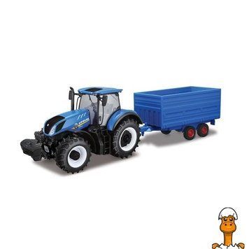 Мамалюк - Модель Bburago Farm Трактор New Holland з причепом 1:32 (18-44067) Bburago A4-18-44067