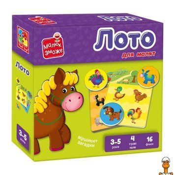 Мамалюк - Дитяча настільна гра лото Ферма 16 фішок Vladi Toys Vladi Toys RT2-VT2100-08